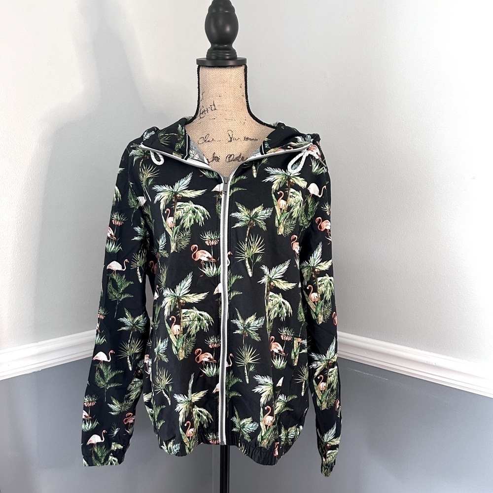 Denim & Flower Hooded Jacket Large
